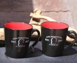 Product Description: Enjoy your coffee, tea or other beverage in our two-toned, 12 ounce Casa Logo Mugs. With the matte black exterior and glossy red interior we call these the Louboutin of Mugs!</br> Casa Romantica Logo Mug