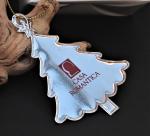Product Description: The perfect souvenier for your Christmas decor. This silver metal tree features the Casa Romantica logo and is a great accent on any holiday tree. Comes attractively packaged with a holiday background</br> Casa Romantica Logo Christmas Tree Ornament
